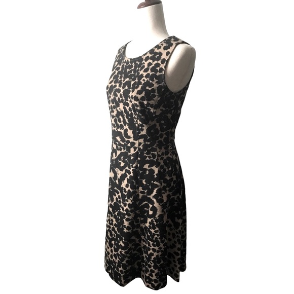 212 Collection Ponte Fit Flare Knit Dress Size XS Black Tan Sleeveless Zipper - Picture 3 of 11